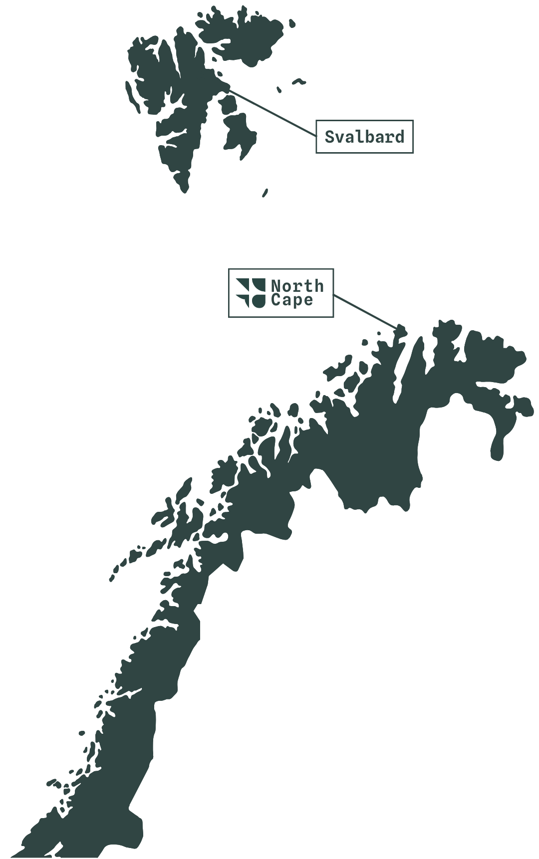 Map of Norway and Svalbard marking North Cape